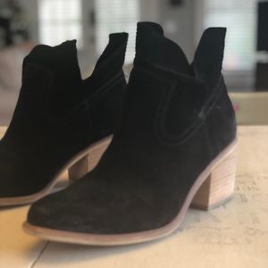 BP black suede booties.